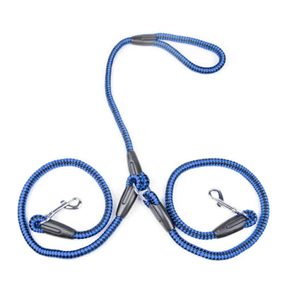 double dog leash, blue color