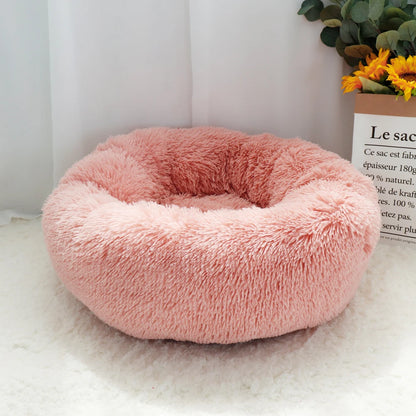 pink color, warm soft comfortable fleece pet bed