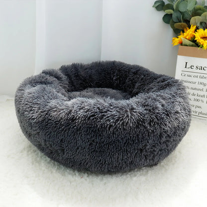 dark grey color, warm soft comfortable fleece pet bed
