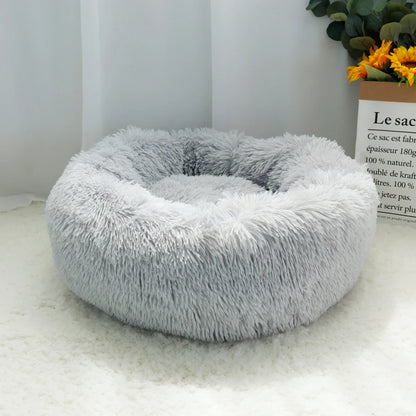 light grey color, warm soft comfortable fleece pet bed