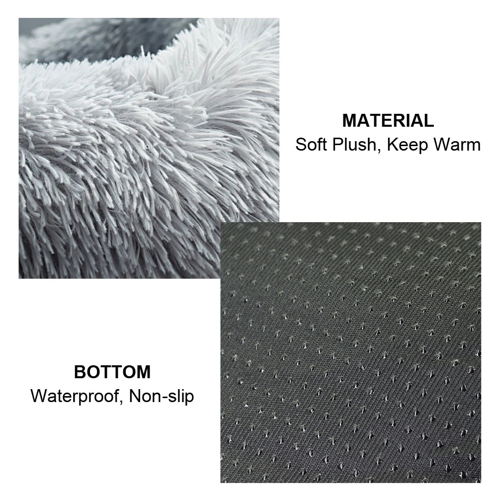 close up of the material on the warm fleece pet bed, soft plush to keep your pet warm and non-slip, waterproof bottom