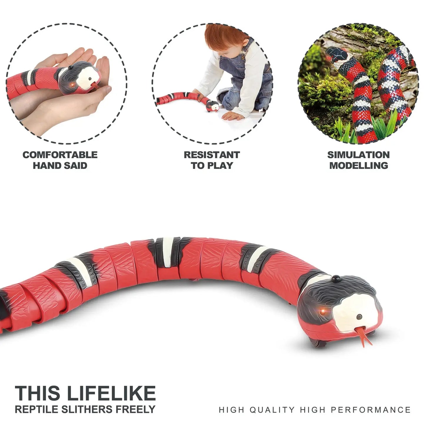 Smart Sensing Cat Toy, realistic looking snake 