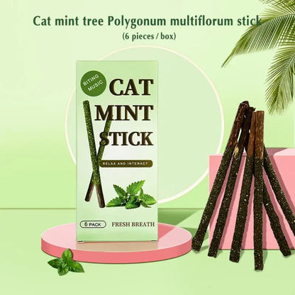 mint sticks for cats, six pack, helps relax the cat and gives them fresh breath