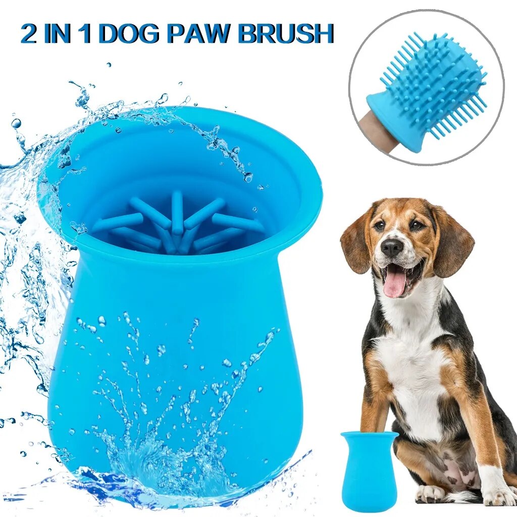 dog foot washing cup, can be turned inside out and used as a grooming brush, silicone easy to clean, the silicone fingers are gentle on the pets foot