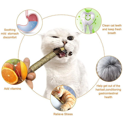 wooden chew sticks for cats, sooths mild stomach discomfort, helps keep teeth clean and fresh breath, adds vitamins, helps with stress and gastrointestinal health