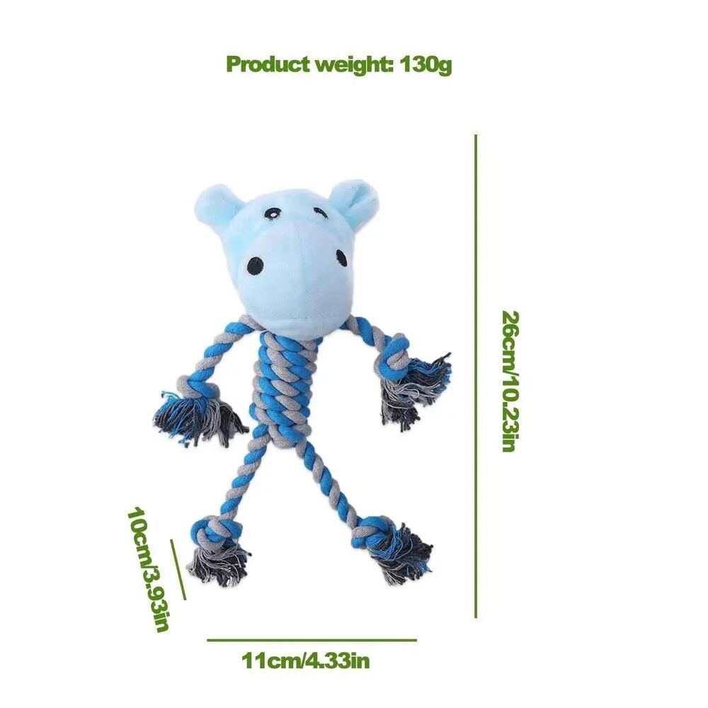 rope toy for your dog, cow squeaky chew, size 26cm / 10.23in x 11cm / 4.33in x 10cm / 3.93in, weight 130g