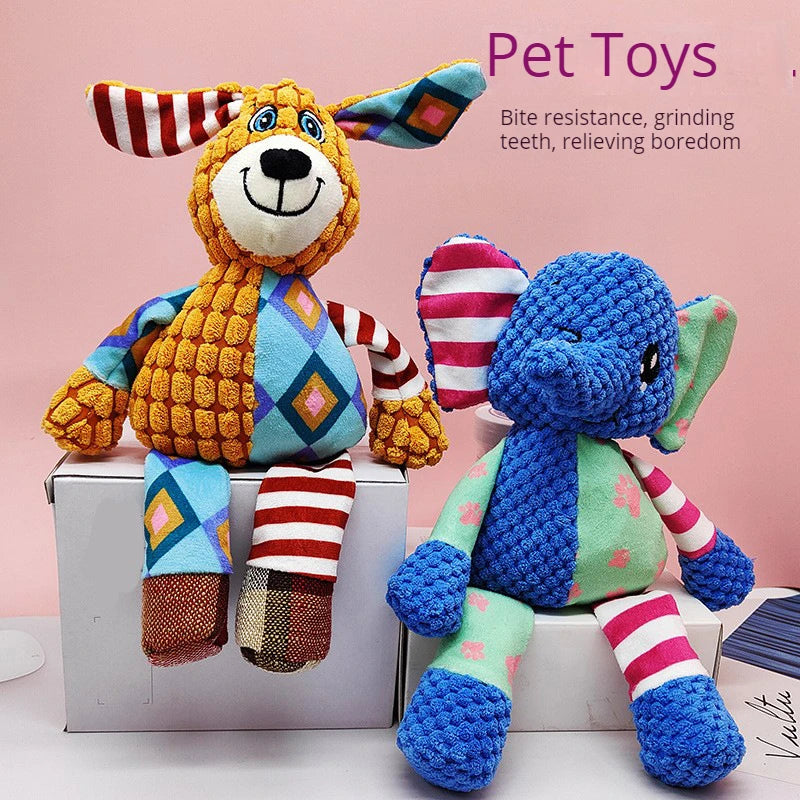 Dog interactive chew toy, bite resistance, grinding teeth, relieving boredom, image is the Dog and Elephant.