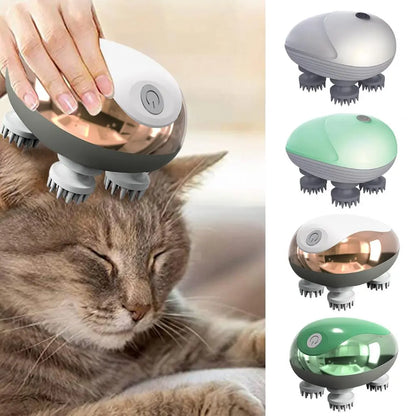 pet massager, your pet will love this, three rotating feet with silicone fingers to rub the pets head
