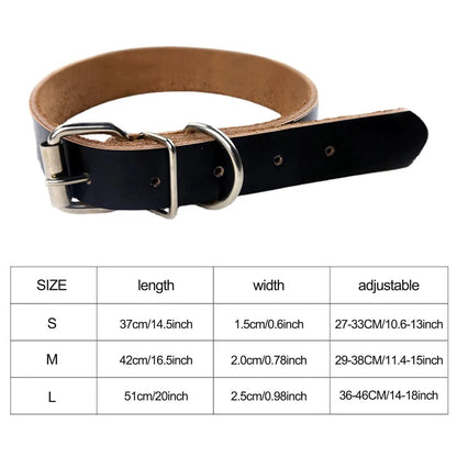 rolled leather dog collar, size chart