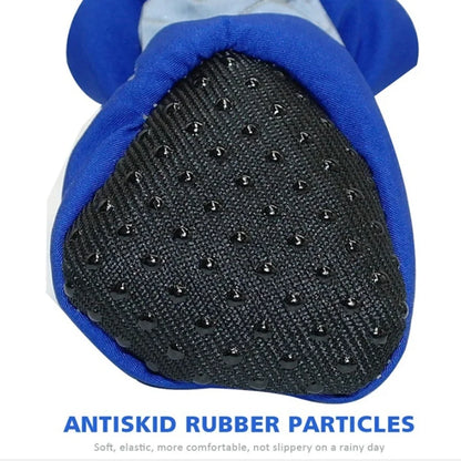 bottom of the waterproof pet shoe is antiskid rubber particles to help your dog not slip