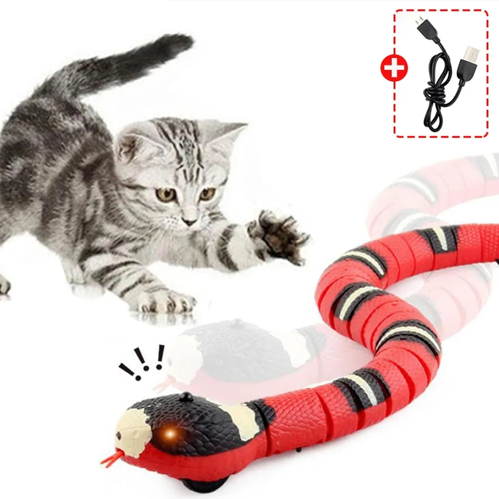 Smart Sensing Cat Toy, snake charge use USB cable, slithers around like a snake when the cat is playing with it,  