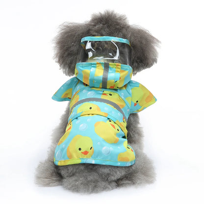 relective raincoat for dogs, blue, has a hood to keep the head dry as well