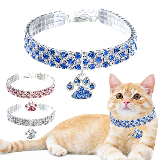 rhinestone collar for cats, colors, blue , pink, crystal,