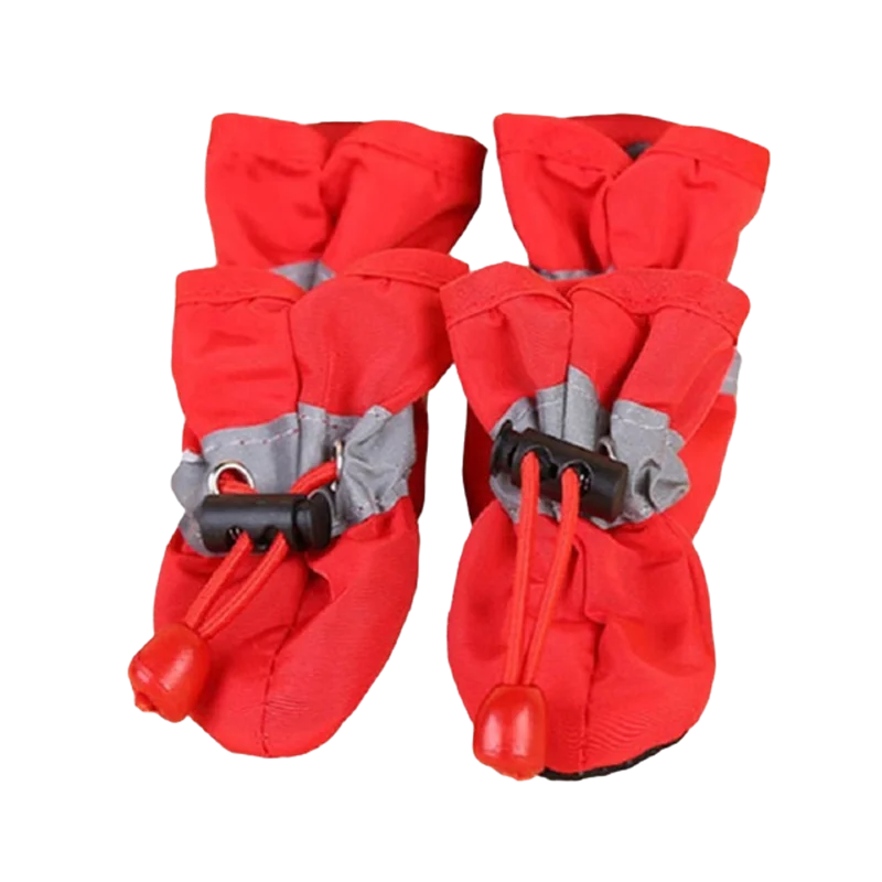 red waterproof pet shoes, keeps your dogs feet dry while outside