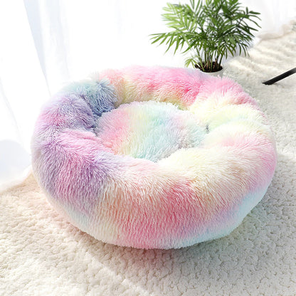 rainbow color, warm soft comfortable fleece pet bed