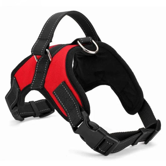 heavy duty dog harness clip on top for leash as well as a handle for more control, heavy nylon straps