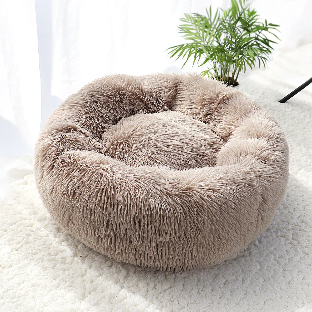 brown color, warm soft comfortable fleece pet bed