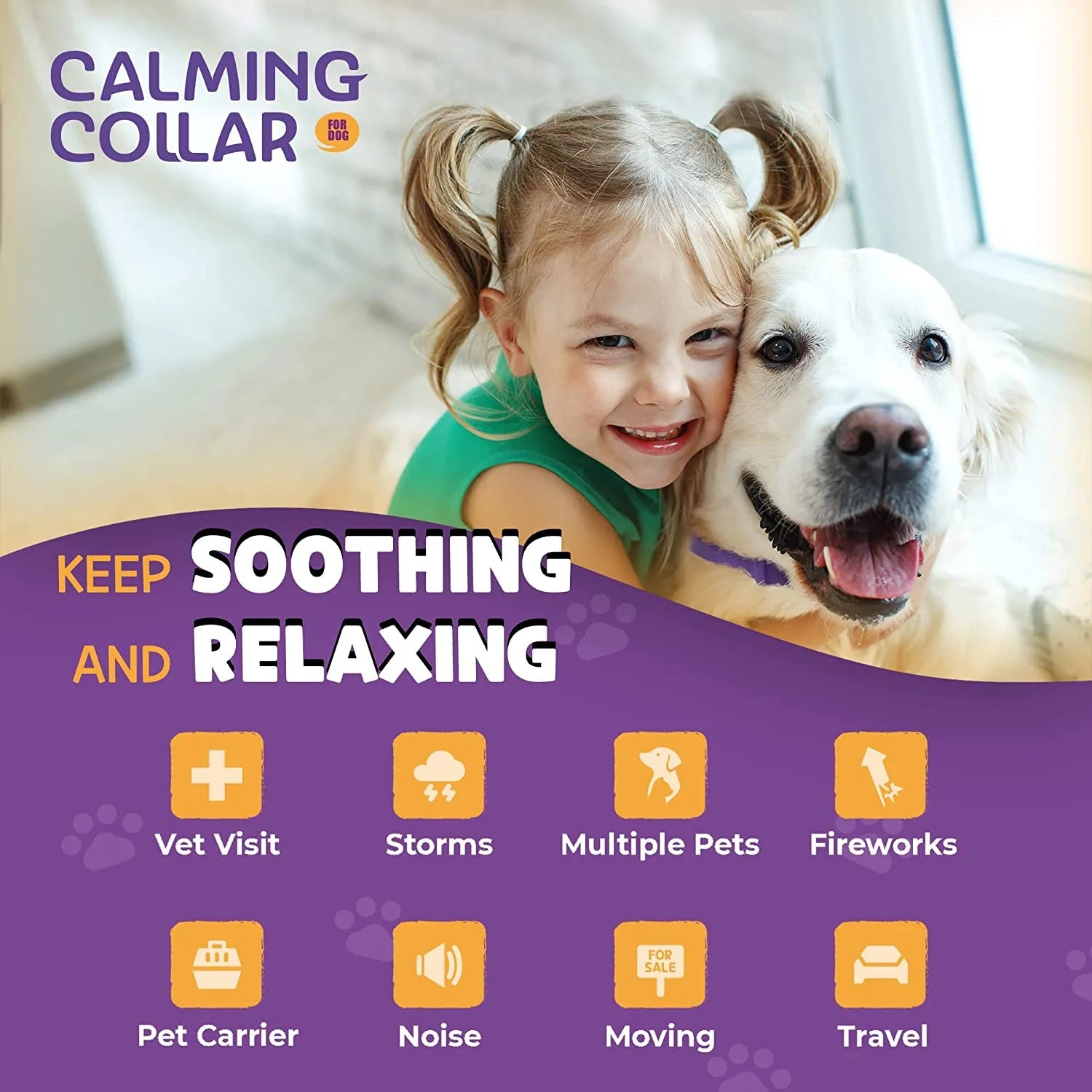 pet calming collar, soothing and relaxing when it comes to the stresses for your pet, vet visits, storms, multiple pets, fireworks, noise, moving, travel, pet carrier