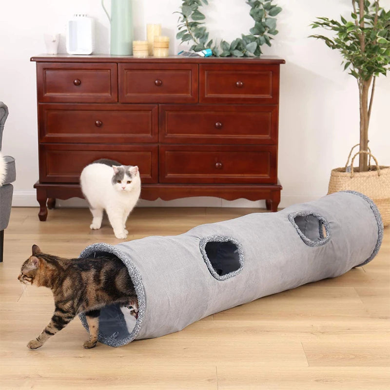 collapsible cat tunnel cats playing in it